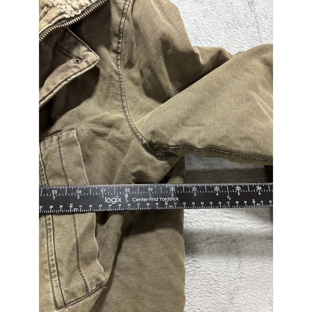 Guess Womens M Olive Green Hooded Parka Jacket Sherpa Lined Vintage Casual Cozy - Picture 6 of 10